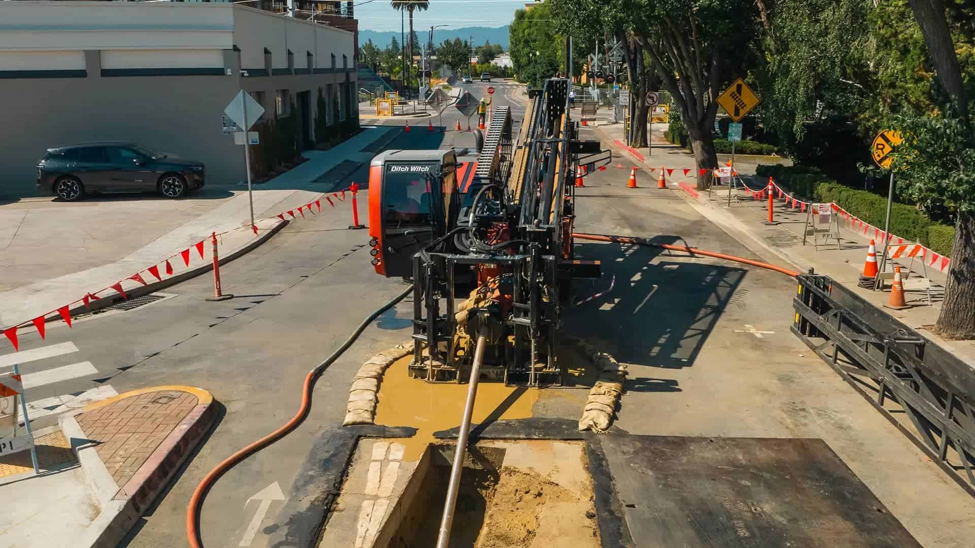 A construction crew collaborates on-site